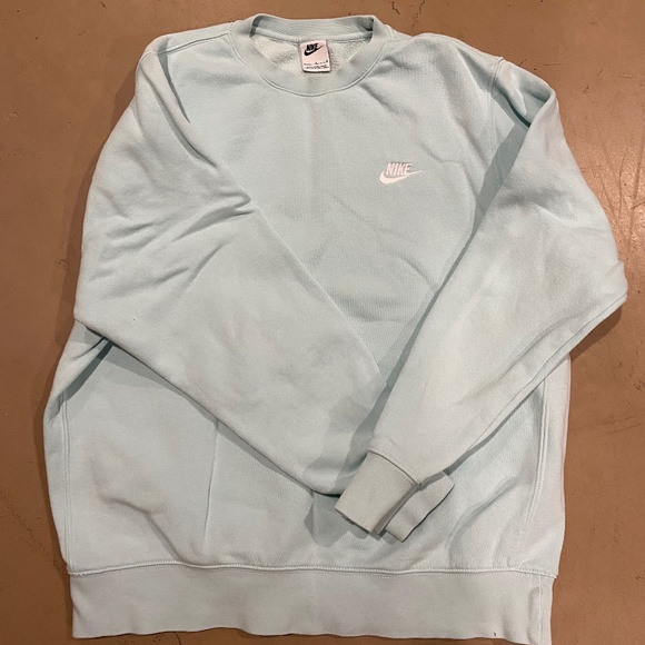 Large Light Blue Men's Nike Fleece Crewneck - Picture 1 of 3